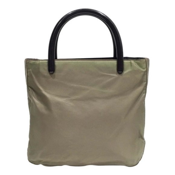Prada Handbags - Prada light green nylon black lucite handle small tote bag